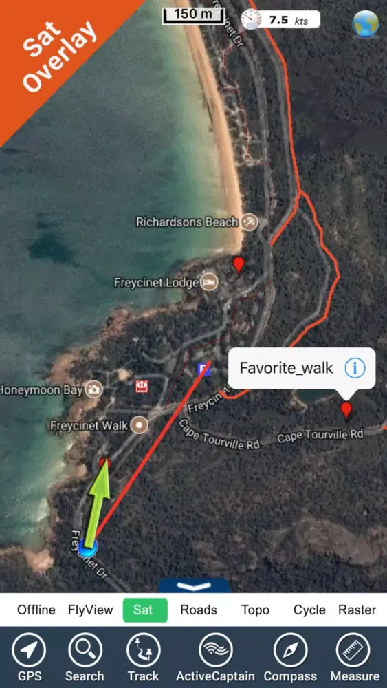 Tangkapan skrin Freycinet NP GPS and outdoor map with guide