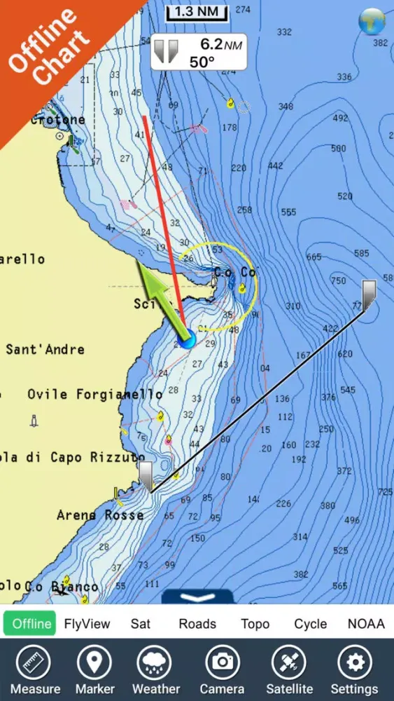 Ảnh chụp màn hình của Marine : Calabria GPS map Nautical fishing charts