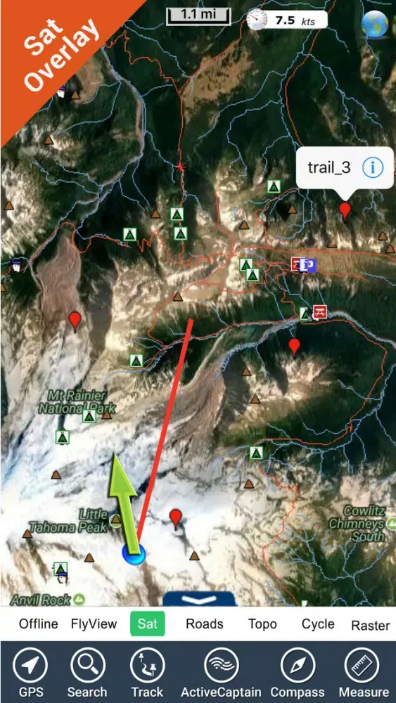 Mount Ranier National Park gps and outdoor map Screenshots