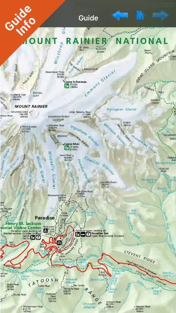 Mount Ranier National Park gps and outdoor map Screenshots