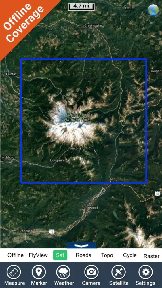 Mount Ranier National Park gps and outdoor map Screenshots