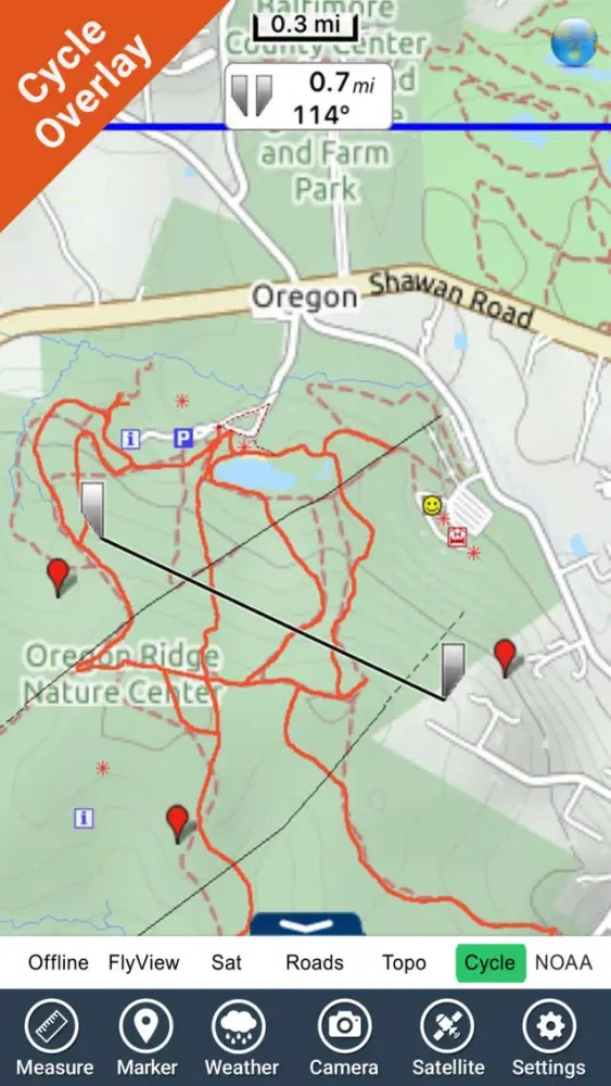 Tangkapan skrin Oregon Ridge Park - GPS Map Navigator