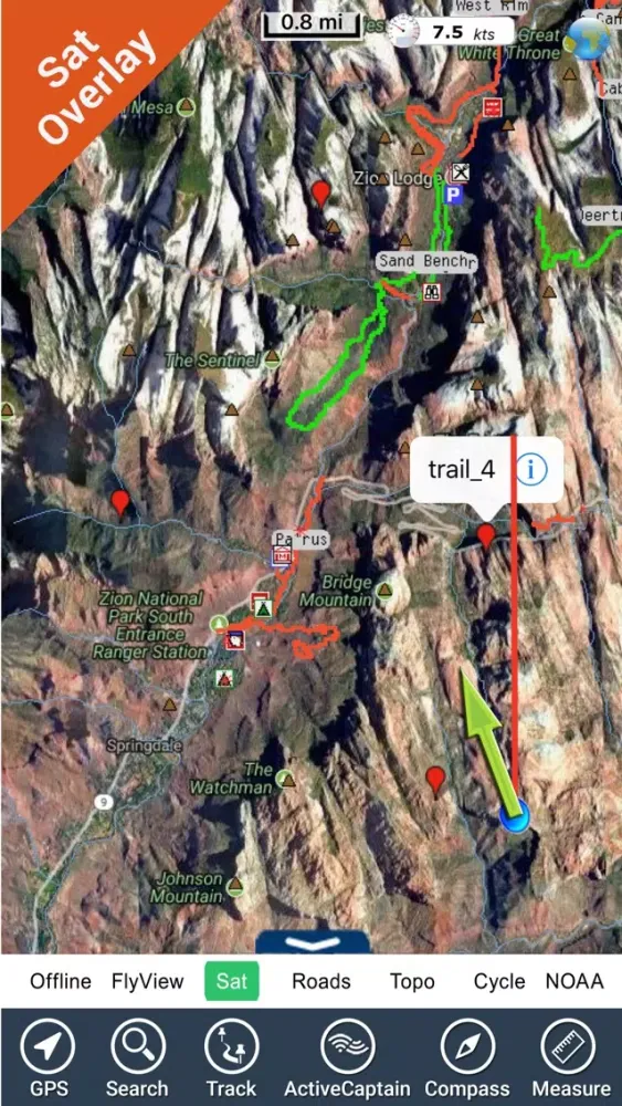 Tangkapan skrin Zion National Park gps and outdoor map with Guide