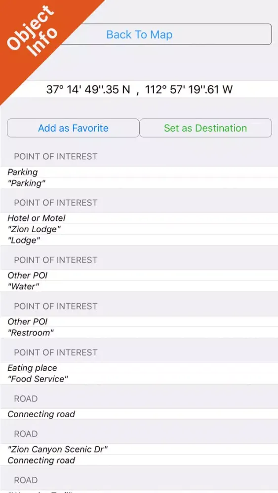 Tangkapan skrin Zion National Park gps and outdoor map with Guide