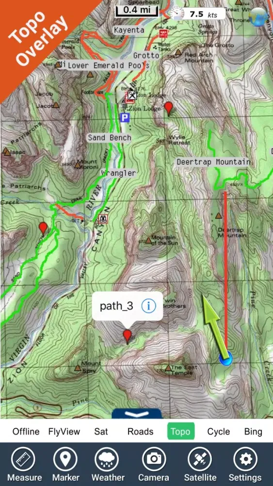 Tangkapan skrin Zion National Park gps and outdoor map with Guide