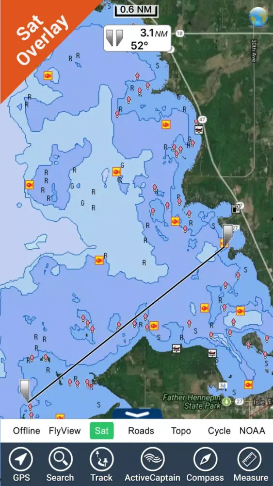 Zrzuty ekranu Mille Lacs Lake GPS charts fishing maps Navigator