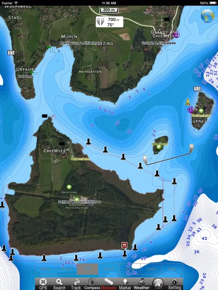 Lake : Chiemsee HD - GPS Map Navigator iPad 应用截图