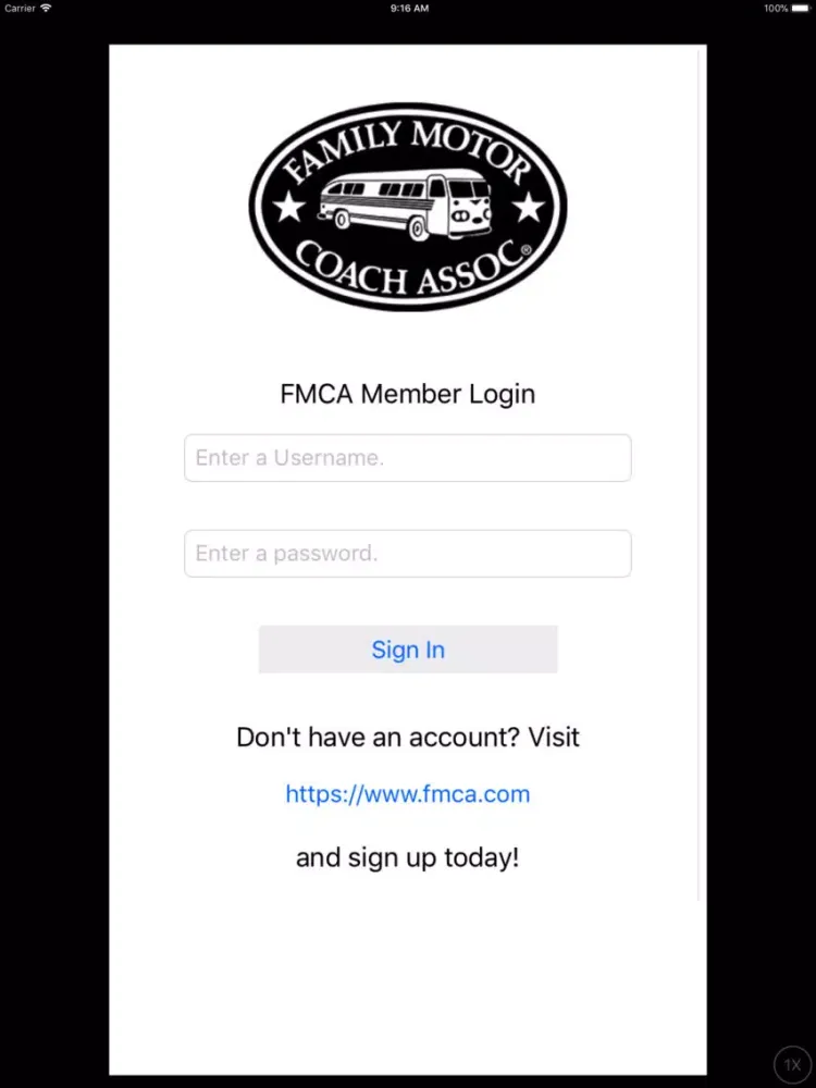 ภาพหน้าจอของ FMCA Mobile iPad 