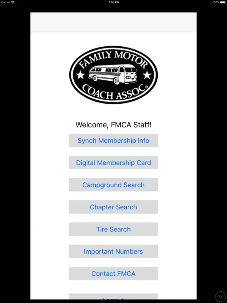 ภาพหน้าจอของ FMCA Mobile iPad 