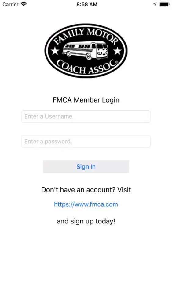 ภาพหน้าจอของ FMCA Mobile