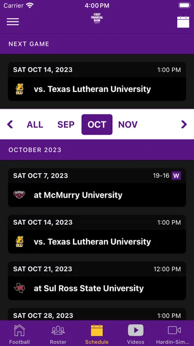 Captures d'écran de HSU Athletics