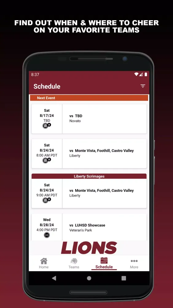 Capturas de pantalla de Liberty Lions Athletics