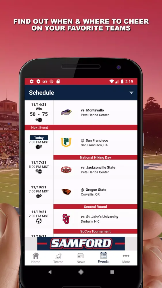 Samford Sports 스크린샷