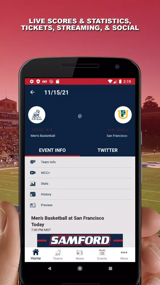 Samford Sports 스크린샷