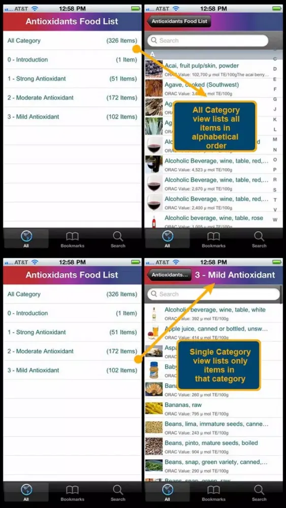 Capturas de pantalla de Antioxidants Food List