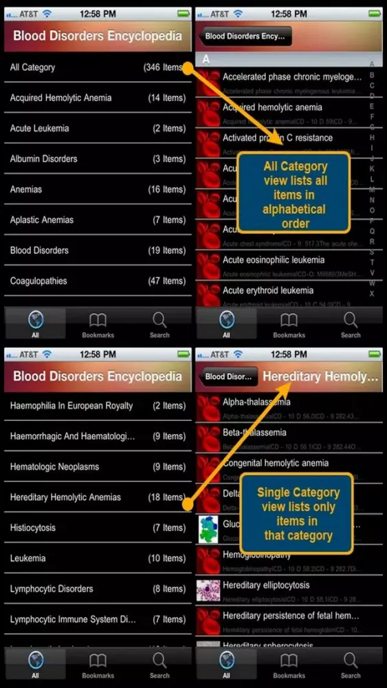 Ảnh chụp màn hình của Blood Disorders Encyclopedia