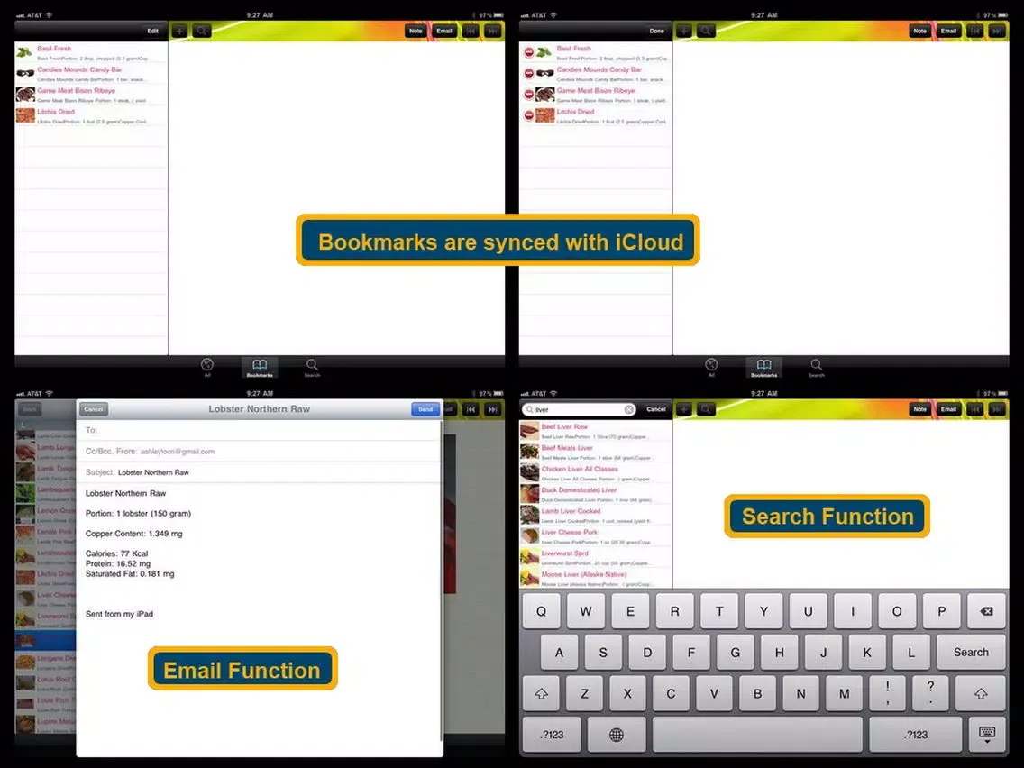 Capturas de tela do High Calcium Food iPad 