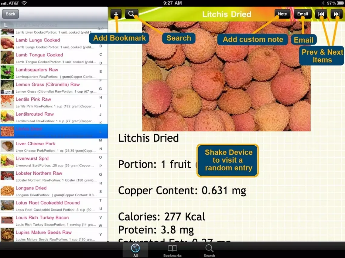 Capturas de tela do High Copper Food iPad 