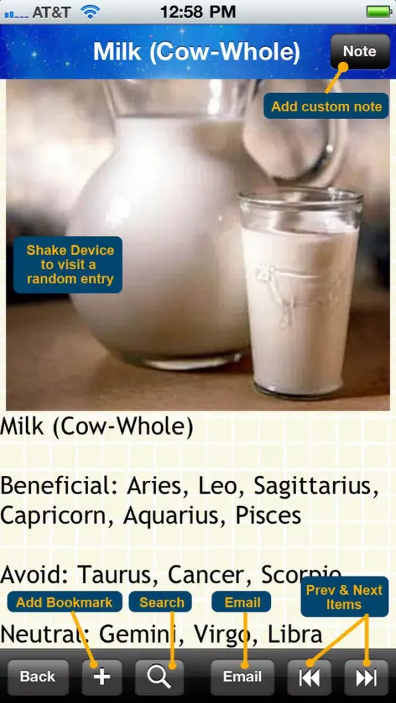 The Horoscope Diet Food List 600 Screenshots