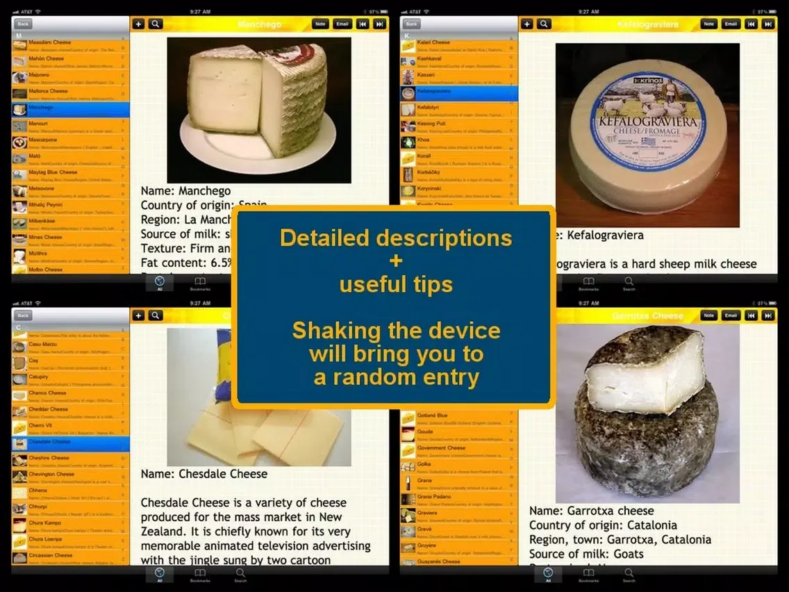ภาพหน้าจอของ World Cheese Encyclopedia iPad 