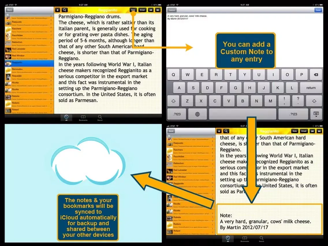 ภาพหน้าจอของ World Cheese Encyclopedia iPad 