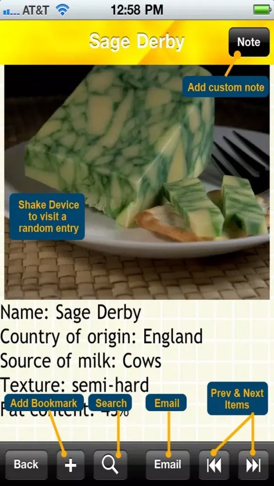 ภาพหน้าจอของ World Cheese Encyclopedia