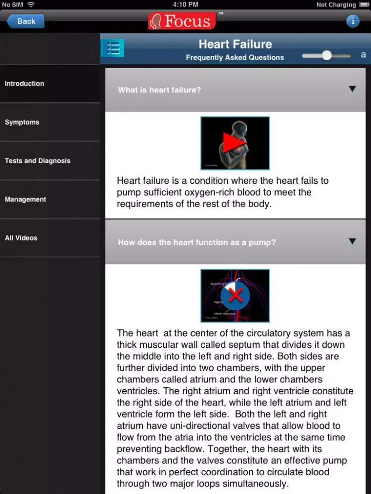 Tangkapan layar FAQs in Health & Medicine iPad 