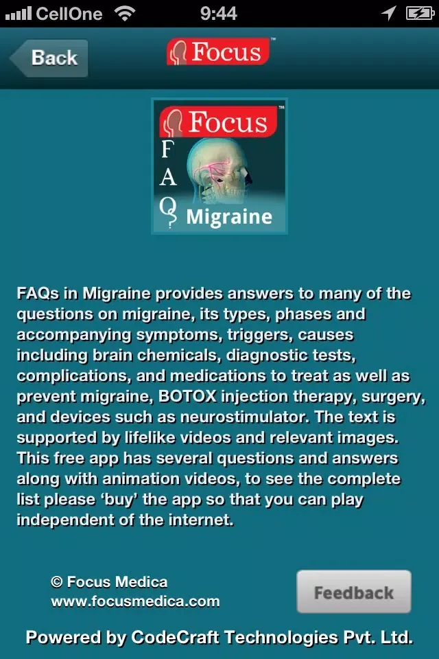 Tangkapan skrin Migraine FAQ