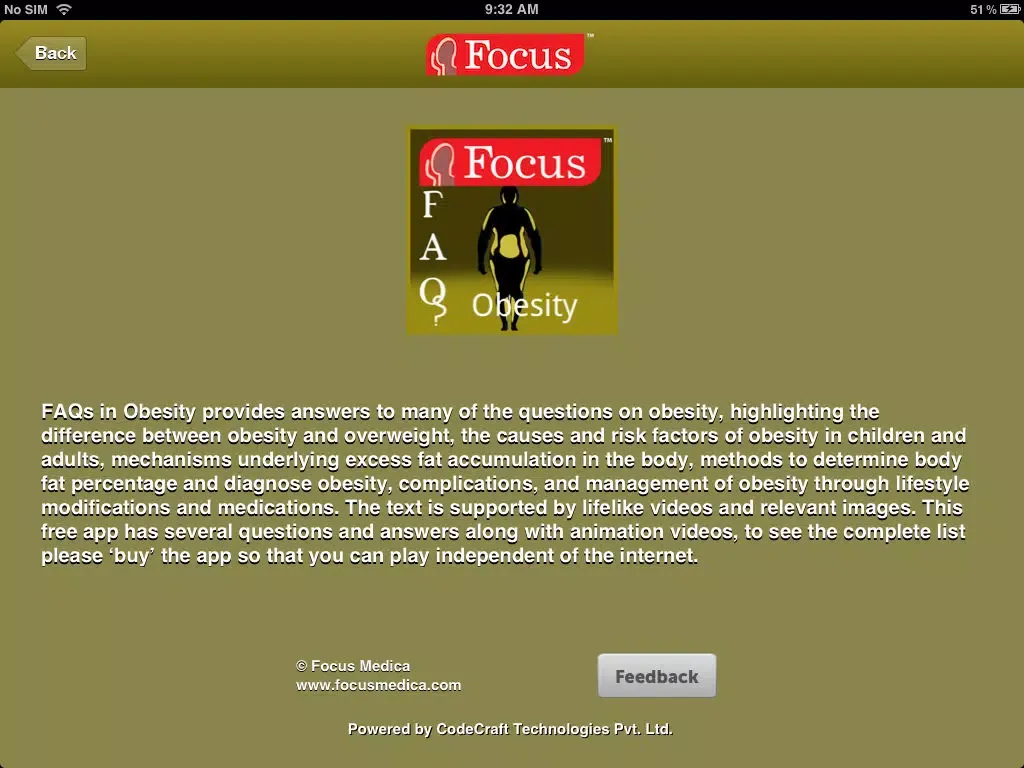 Tangkapan skrin Obesity FAQ iPad 