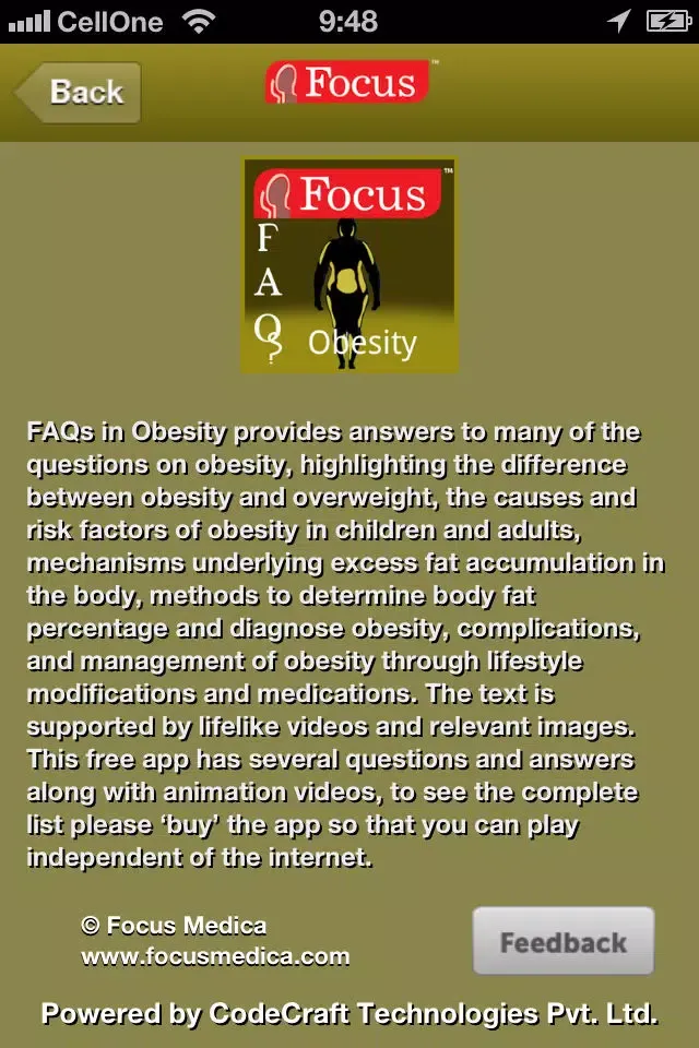 Tangkapan skrin Obesity FAQ