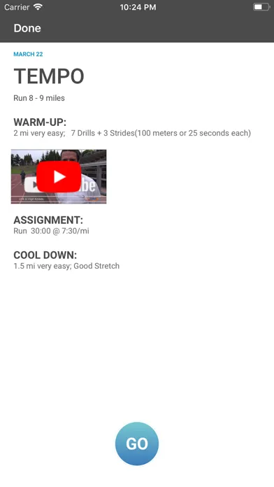 My Run Plan Screenshots
