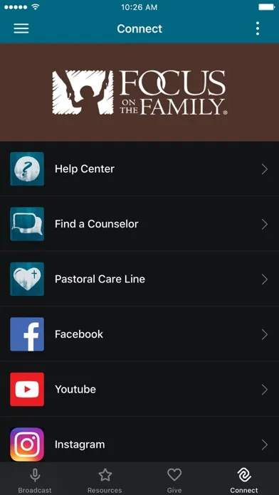 Tangkapan layar Focus on the Family App