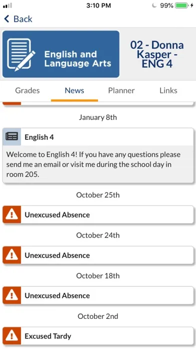 Capturas de pantalla de ECISD Parent Portal