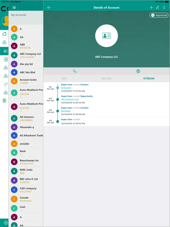 Ảnh chụp màn hình của Centra CRM iPad 