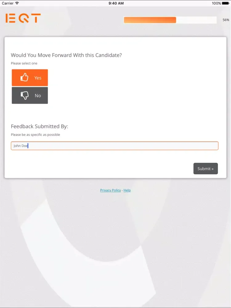 Candidate Feedback Tool iPad  スクリーンショット
