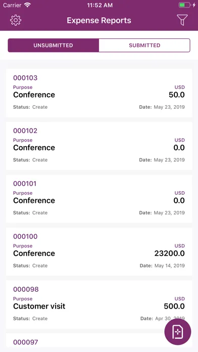 Captures d'écran de Dynamics AX 2012 Expenses App
