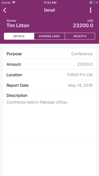 Captures d'écran de Dynamics AX 2012 Expenses App