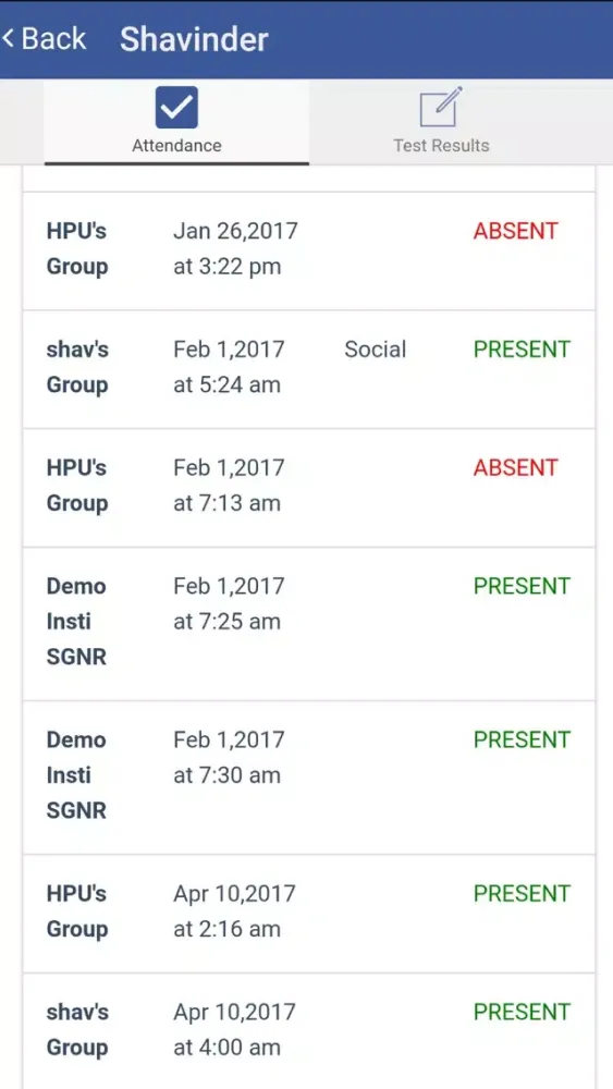 Tangkapan layar Parent App of Bomma Group of Institutions