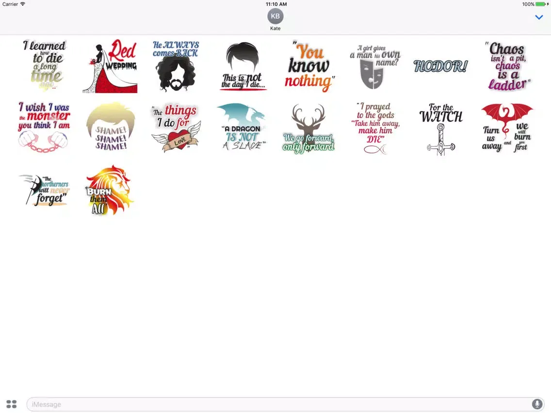 Iron Throne - Quotes Sticker Pack iPad  スクリーンショット