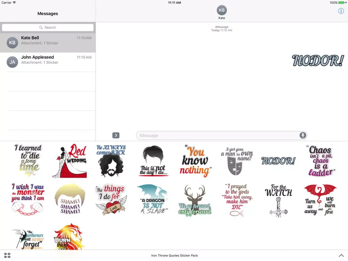 Iron Throne - Quotes Sticker Pack iPad  スクリーンショット