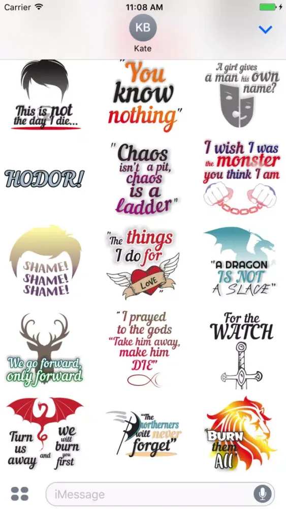 Iron Throne - Quotes Sticker Pack スクリーンショット