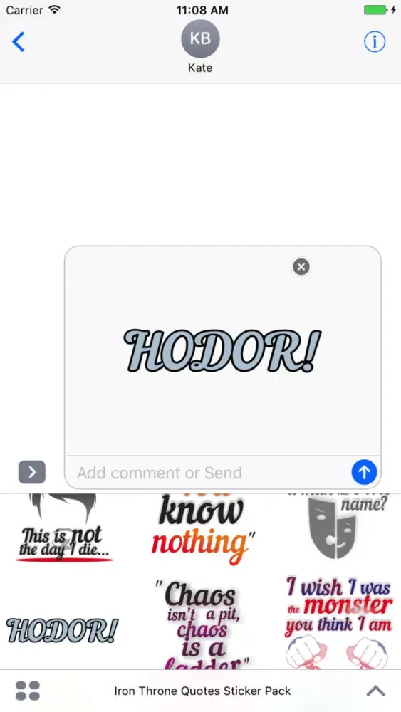Iron Throne - Quotes Sticker Pack スクリーンショット