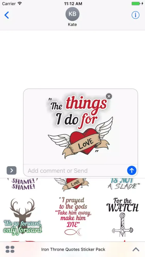 Iron Throne - Quotes Sticker Pack スクリーンショット