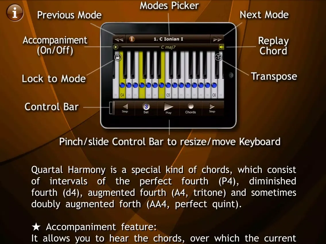 Quartal Harmony & Arpeggio Piano iPad  Screenshots