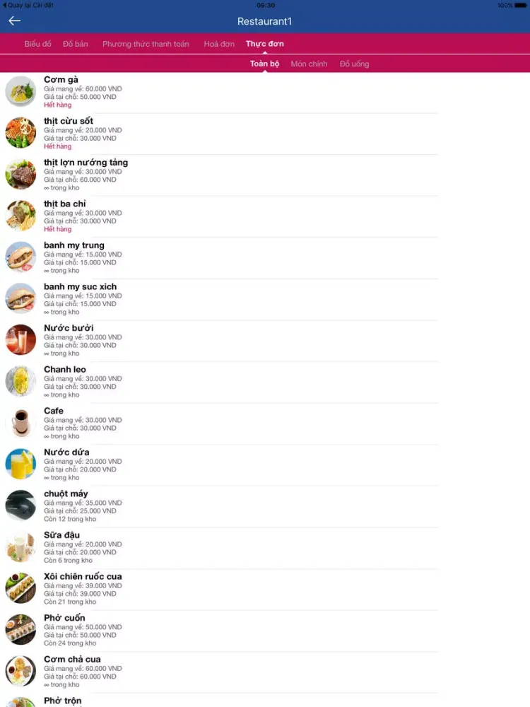 ภาพหน้าจอของ iPOS.vn Manager Mobile iPad 