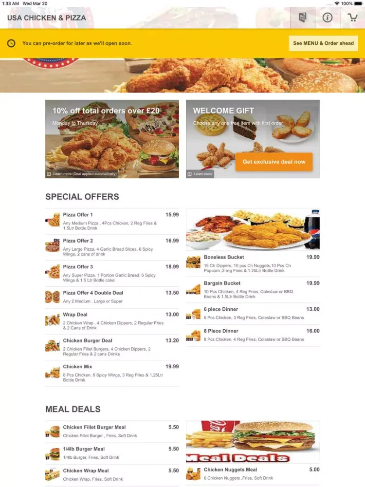 USA Chicken & Pizza Didcot iPad 应用截图