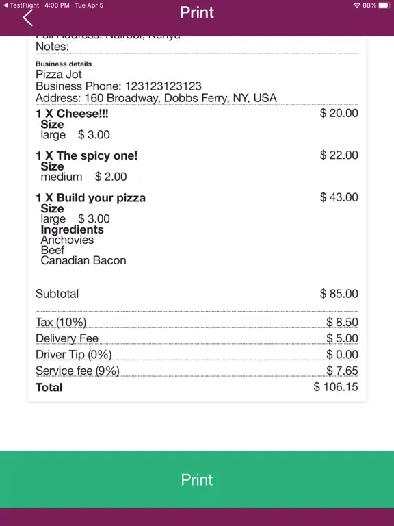 Ảnh chụp màn hình của Food Caught Business iPad 
