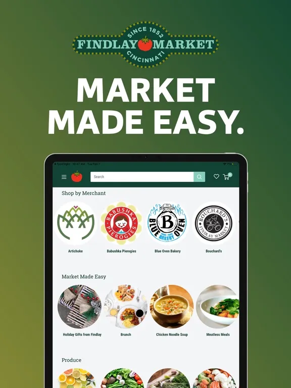 Tangkapan skrin Findlay Market Shopping App iPad 