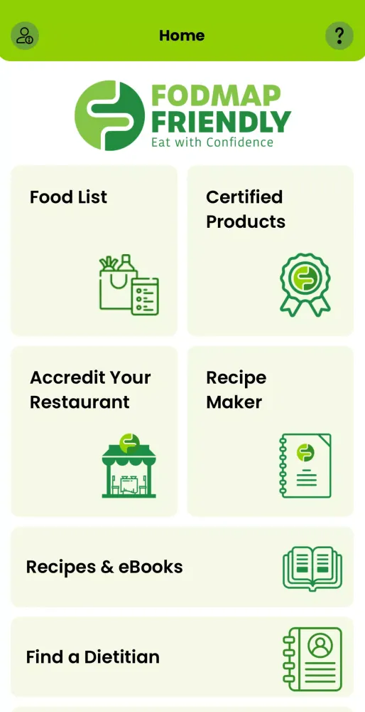 Tangkapan skrin FODMAP Friendly