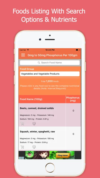 Zrzuty ekranu Low Phosphorus Foods